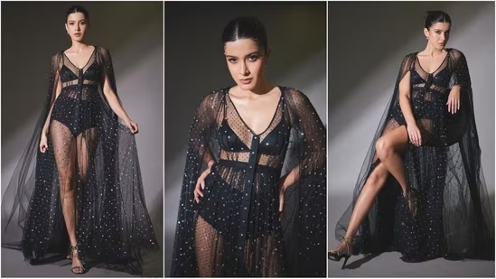 Shanaya Kapoor raises the temperature and turns heads in a breathtaking black sheer gown. Check out her stunning pics