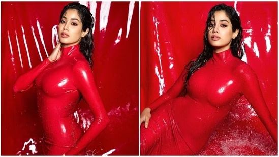 Janhvi Kapoor’s season’s greetings came wrapped in a sizzling red bodycon dress and wet-hair look.